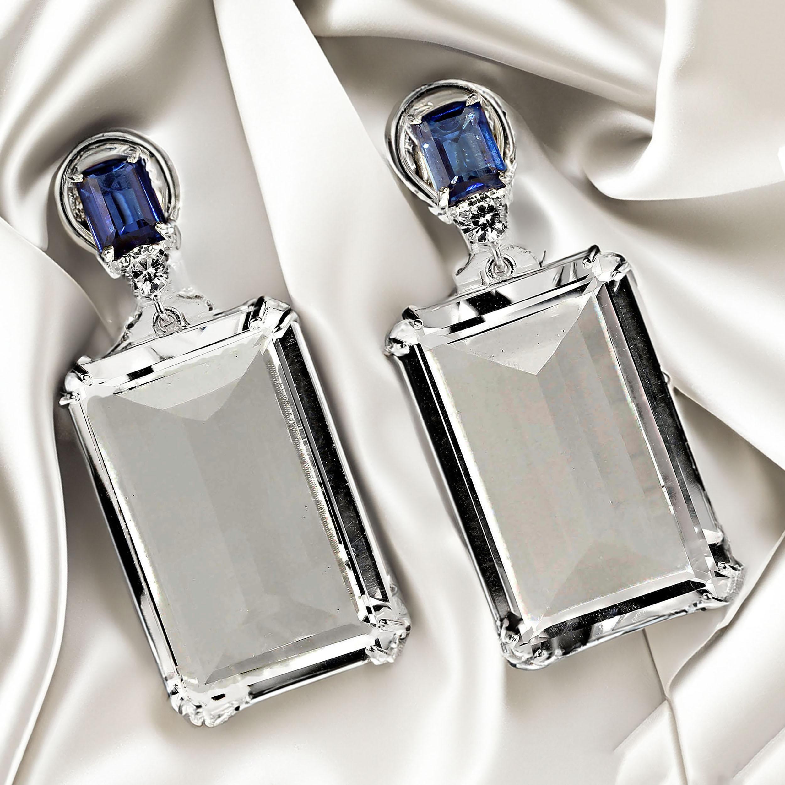 AJD Contemporary and Elegant Crystal and Kyanite Dangle Earrings For Sale 4