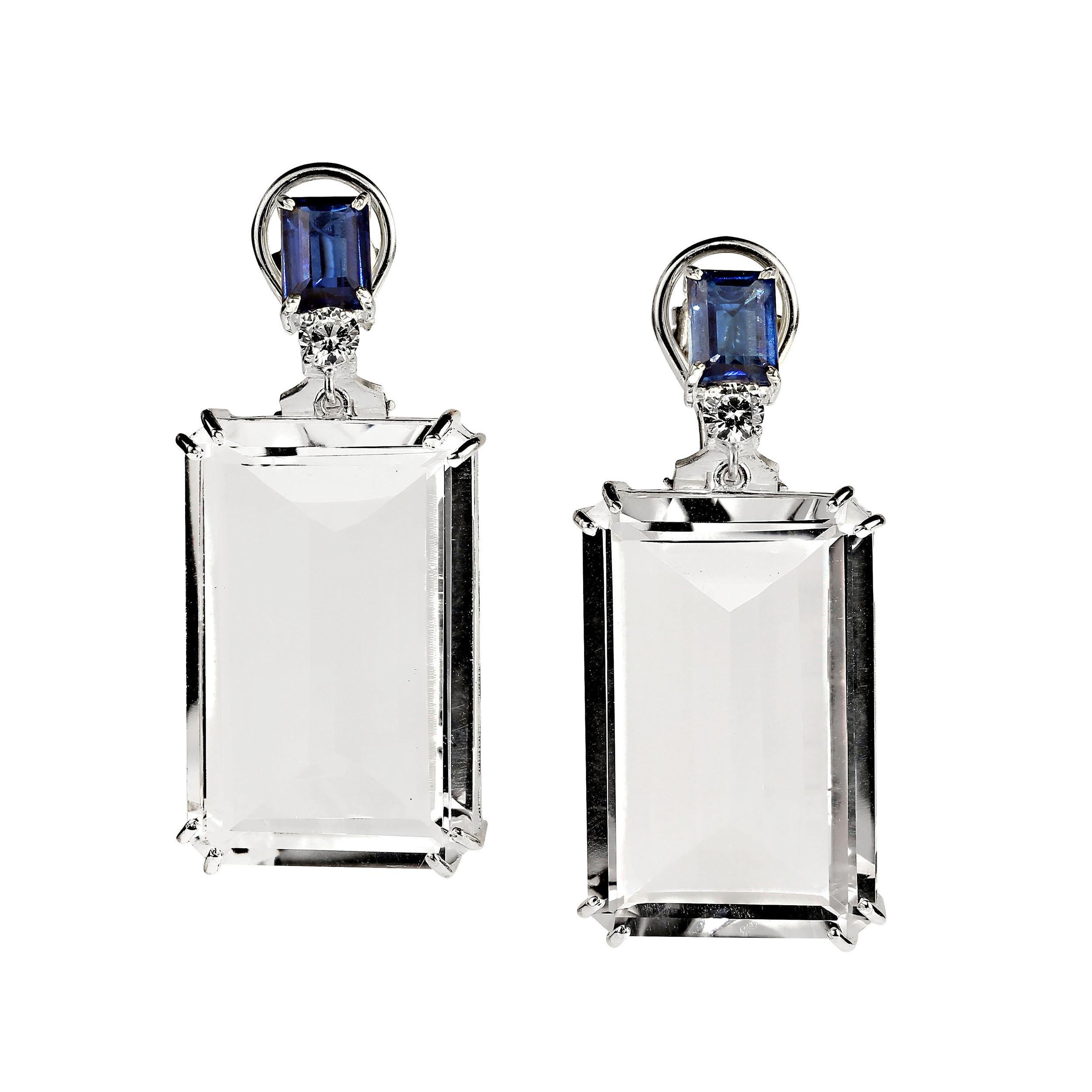 AJD Contemporary and Elegant Crystal and Kyanite Dangle Earrings For Sale 1