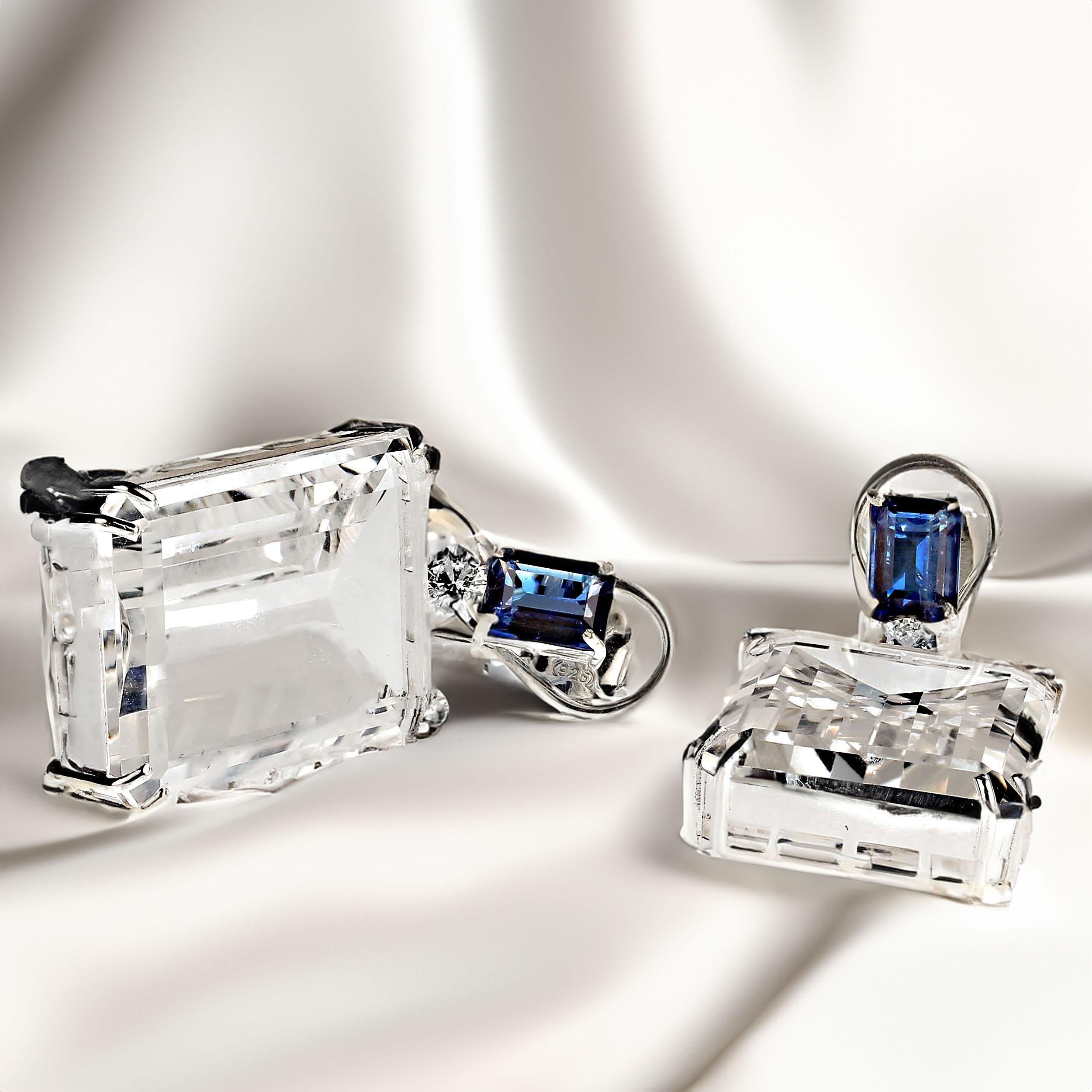 AJD Contemporary and Elegant Crystal and Kyanite Dangle Earrings For Sale 2