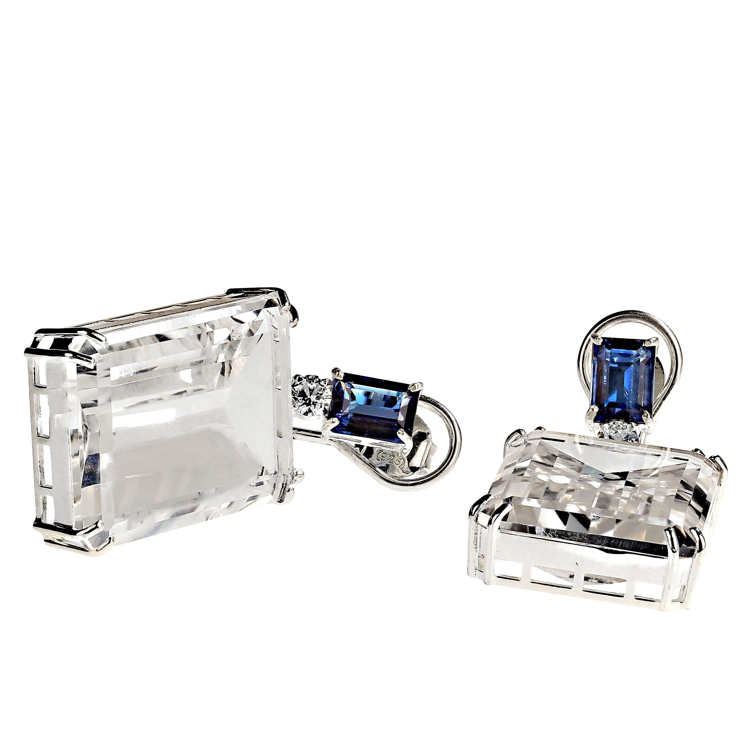 AJD Contemporary and Elegant Crystal and Kyanite Dangle Earrings For Sale 3