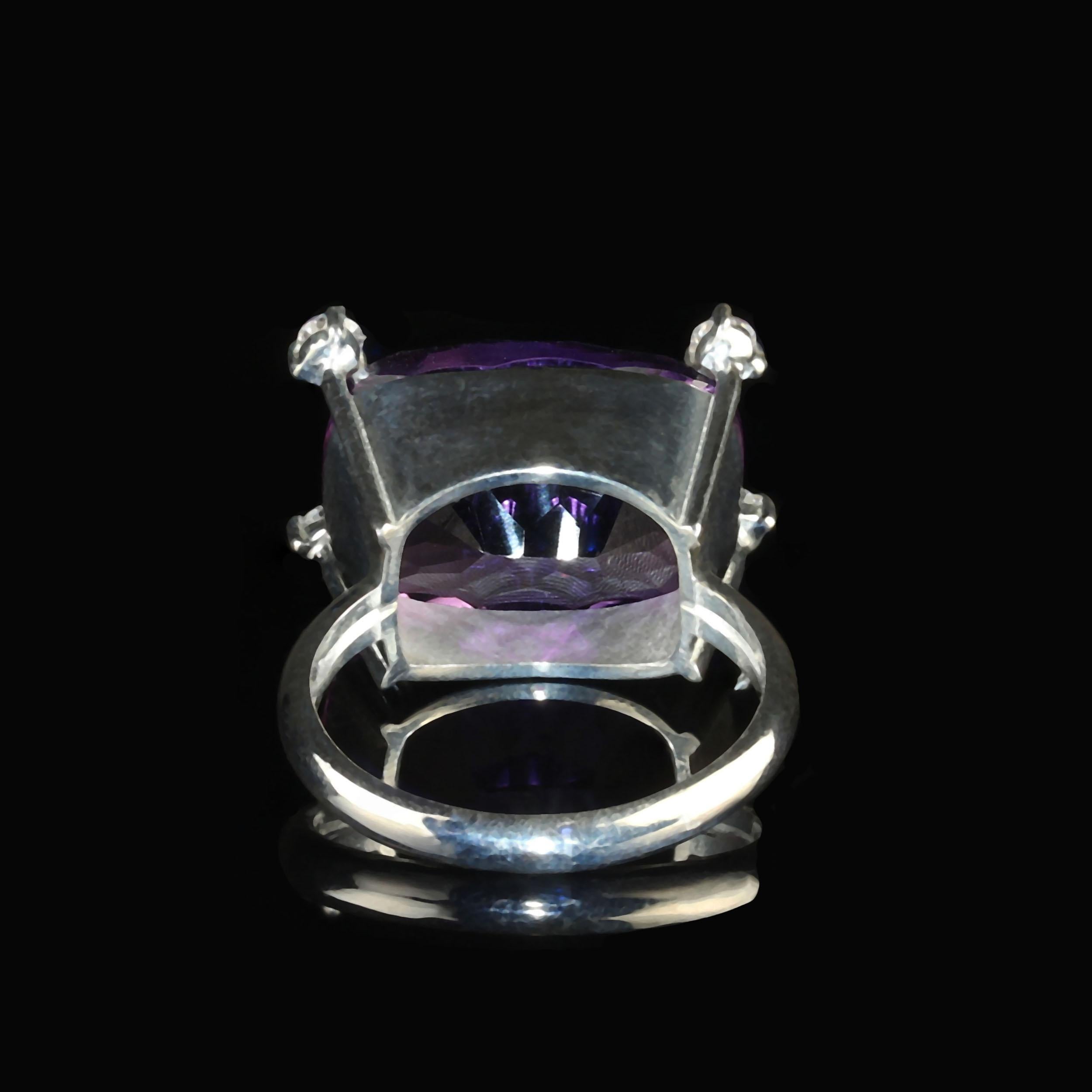 AJD Contemporary Scintillating Amethyst and White Zircon Ring In New Condition For Sale In Raleigh, NC