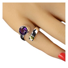 AJD Crossover Amethyst and Sterling Ring with 14K gold accent