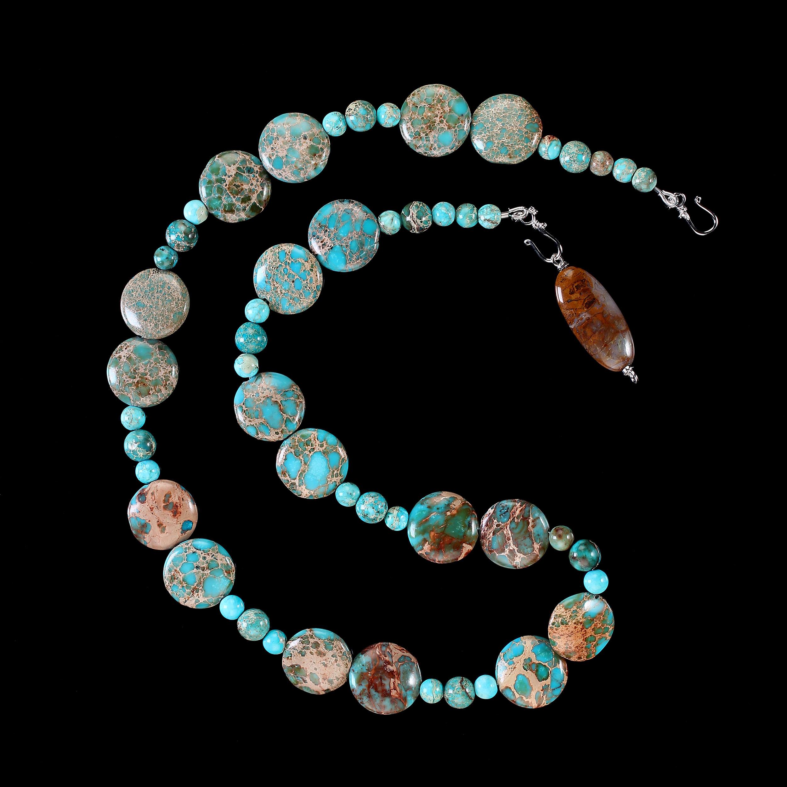 Perle AJD D Collier de perles de jaspe du désert de 24 pouces    Something Great Gift en vente