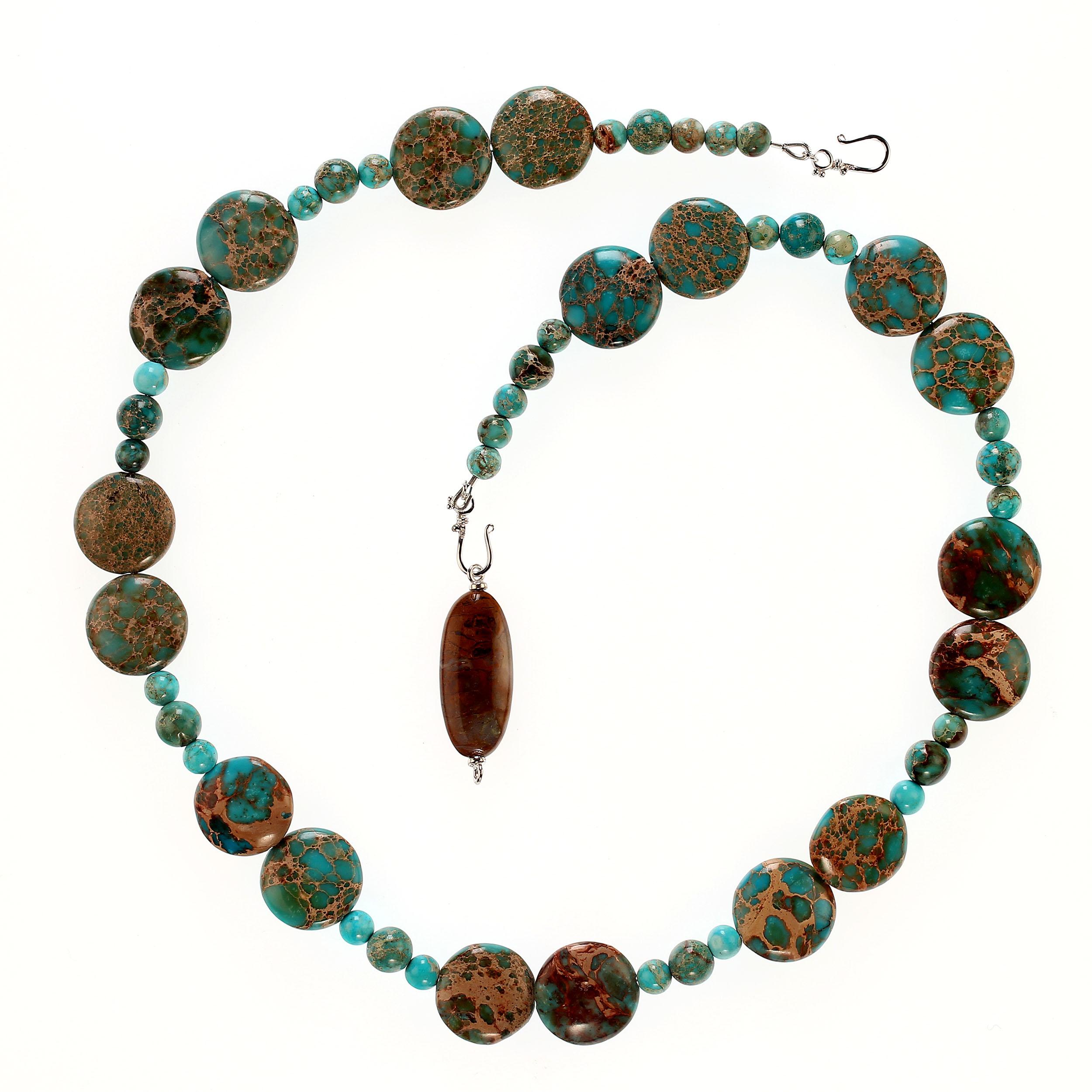 Women's or Men's AJD D 24 Inch Desert Jasper Beaded Necklace    Great Gift For Sale