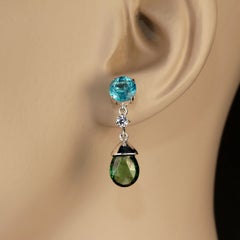 AJD Dangle Delight Earrings in Apatite and Green Tourmaline