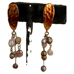 AJD Dangle Pearl Earrings with Vermeil Clipons 