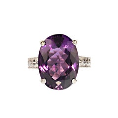 AJD Bague en argent sterling gravée avec améthyste ovale éblouissante  Pierre de naissance de février
