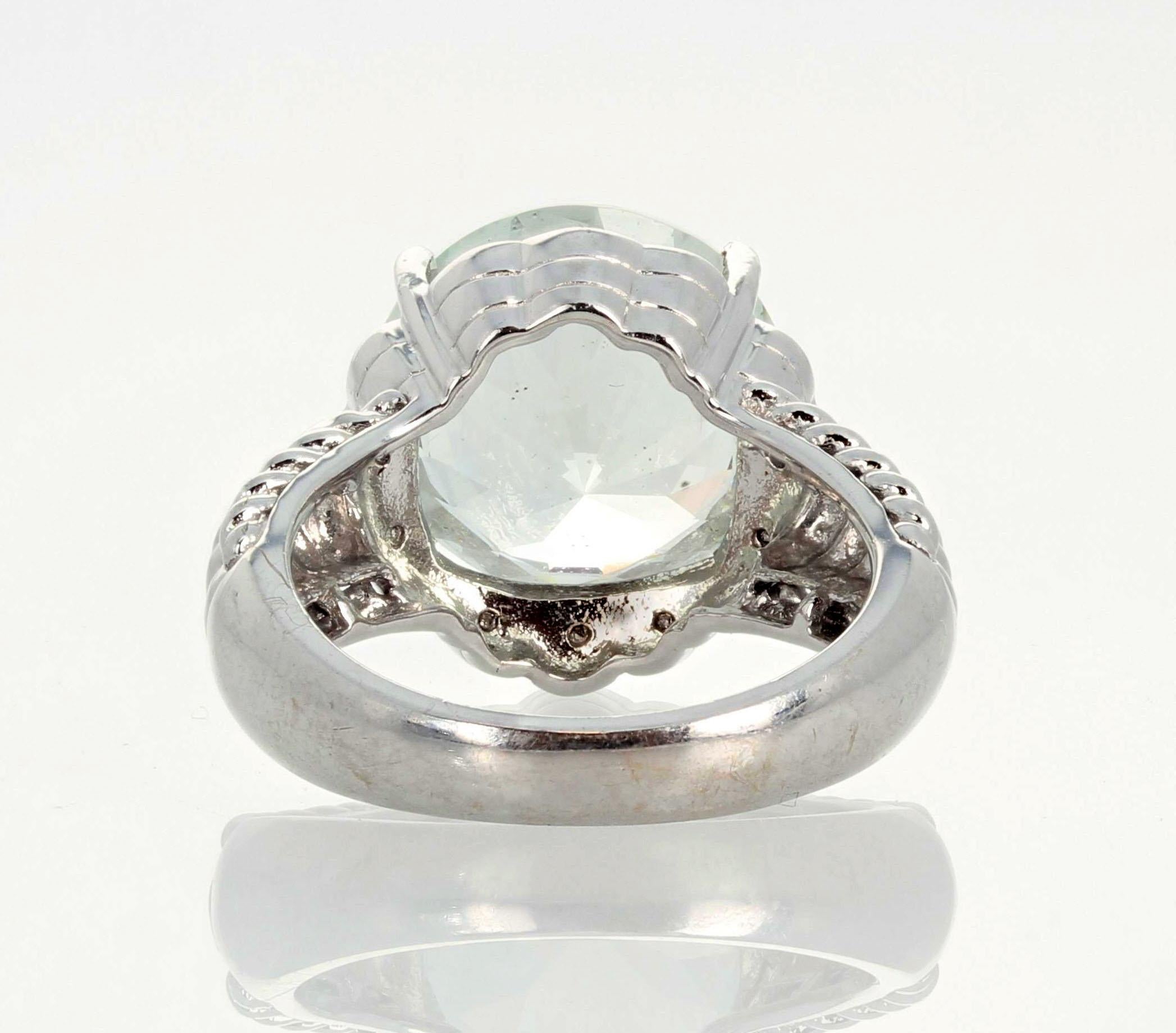Round Cut AJD HUGE Dazzling Magnificent 10 Carat White Sapphire & Diamonds White Gold Ring For Sale