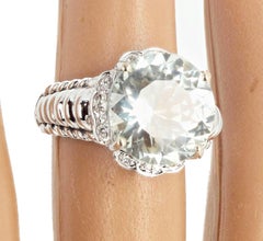 AJD HUGE Dazzling Magnificent 10 Carat White Sapphire & Diamonds White Gold Ring