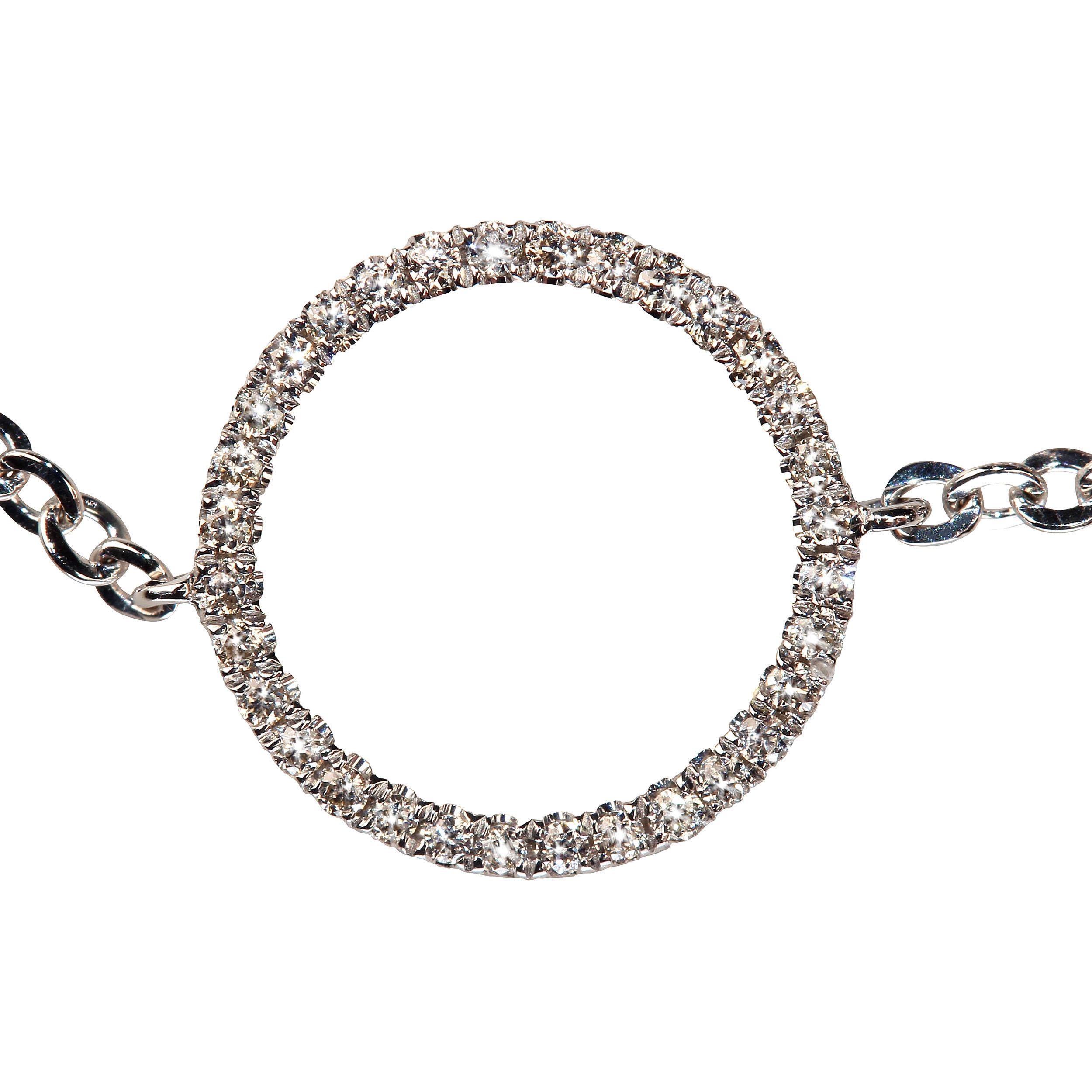 AJD Bracelet ou bracelet de cheville délicat en or blanc 14 carats avec cercle de diamants en vente 3