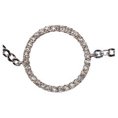 AJD Delicate 14K White Gold Bracelet or Ankle Bracelet with Diamond Circle