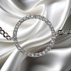 AJD Delicate 14K White Gold Bracelet or Ankle Bracelet with Diamond Circle