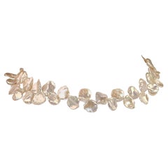 AJD Delightful 14 Inch Choker Collar Necklace of White Keshi Pearls