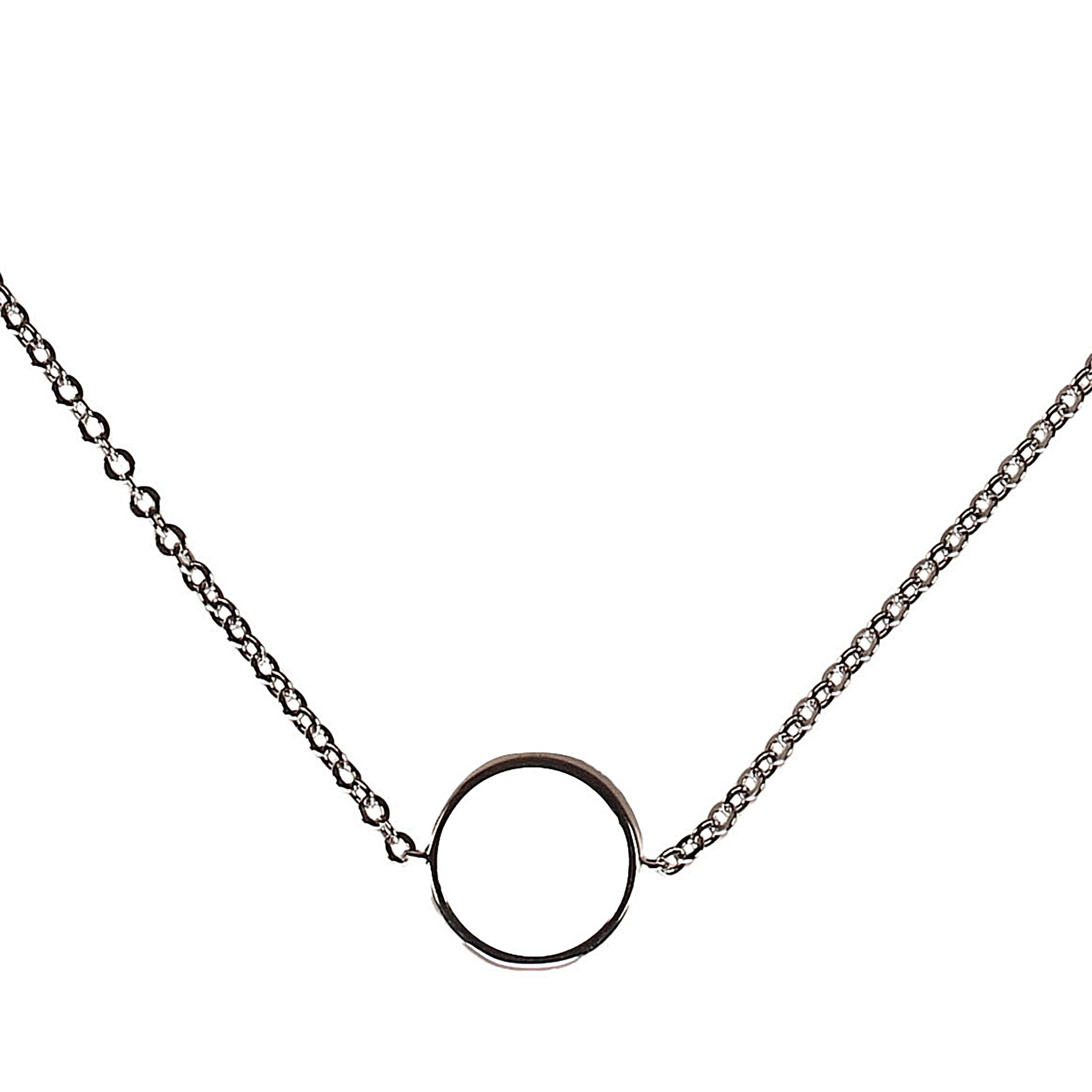 AJD Bracelet ou bracelet de cheville délicat en or blanc 14 carats avec cercle de diamants en vente 1