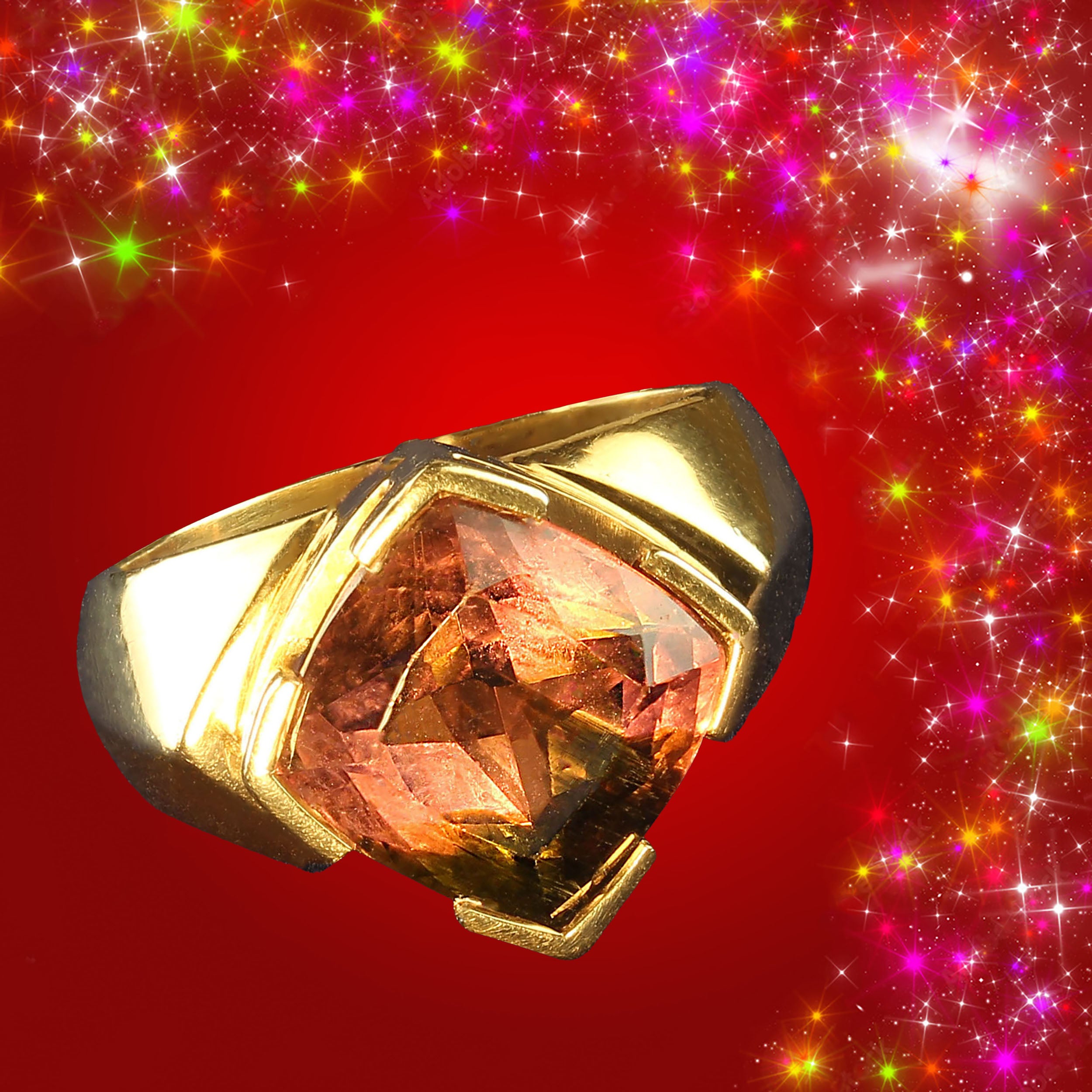 AJD Delizioso anello con tormalina rosa e verde in giallo 18 carati Regalo perfetto in vendita