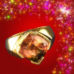 AJD Delizioso anello con tormalina rosa e verde in giallo 18 carati Regalo perfetto