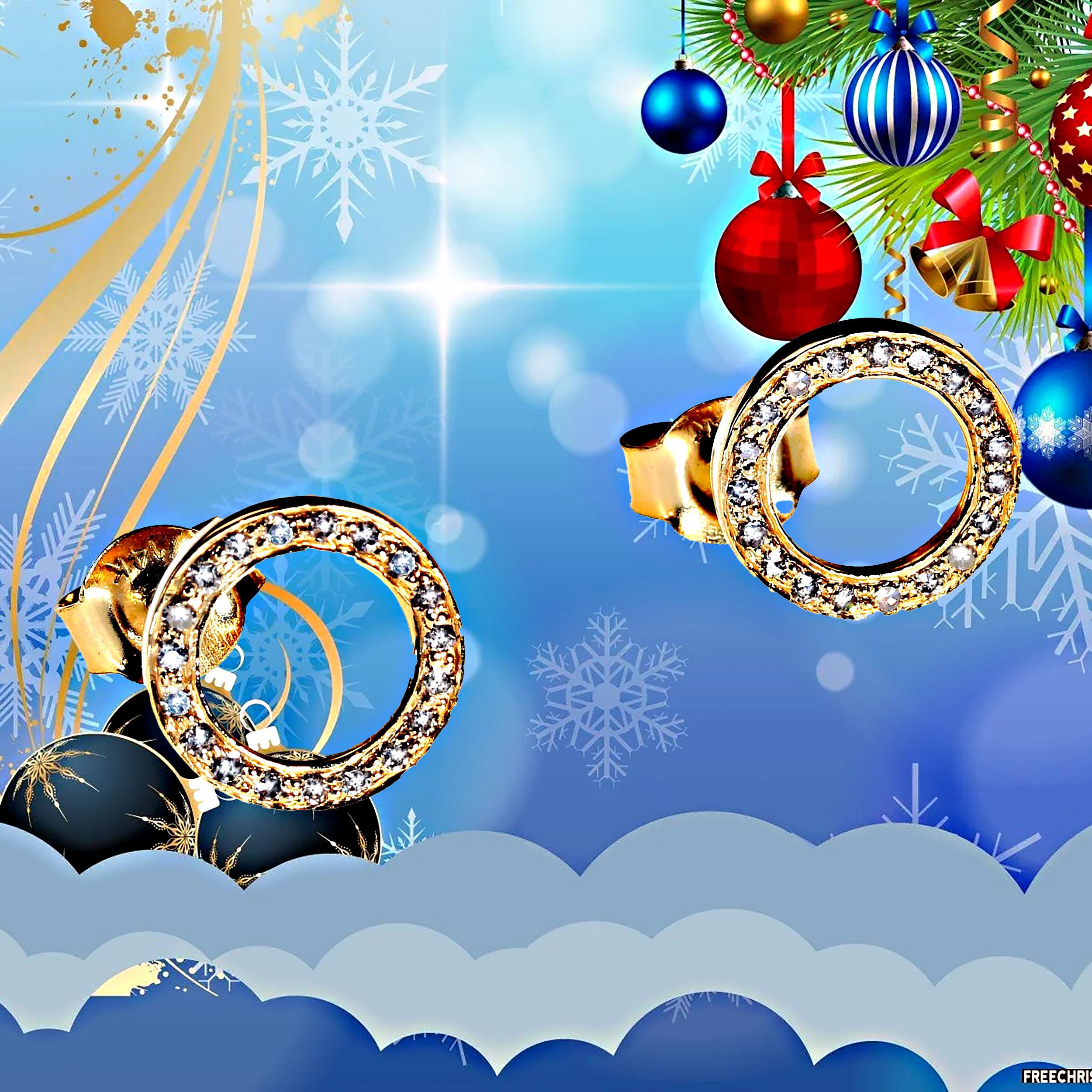 Artisan AJD Diamond and 14 Karat Flat Circle Earrings  April Birthstone For Sale