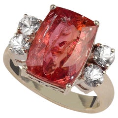 AJD Dinner Ring of Brazilian Imperial Topaz and White Sapphires