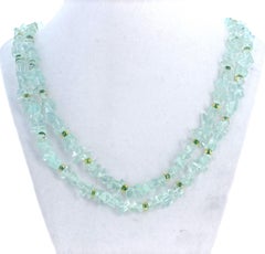 Real Double Strand of Real Aquamarine Polished Chips 24" Necklace