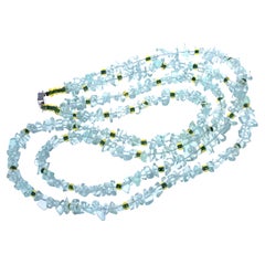 AJD Real Double Strand of Real Aquamarine Polished Chips 24" Necklace