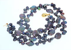 Magnificently Gorgeous Glowing Real Cultured Peacock Pearls 20 1/2"Necklac