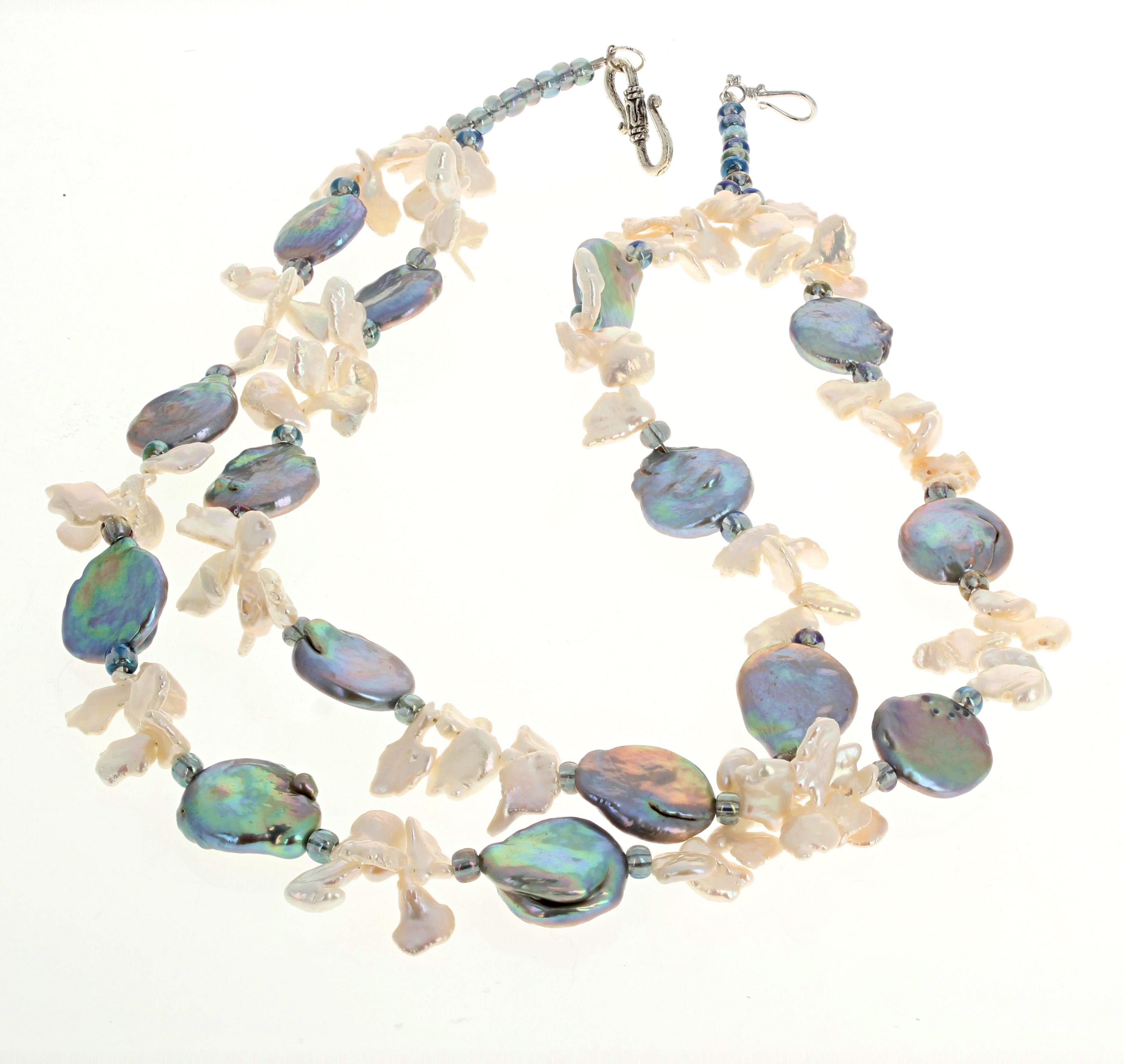 AJD Collier double rang de magnifiques perles naturelles très scintillantes Neuf - En vente à Raleigh, NC