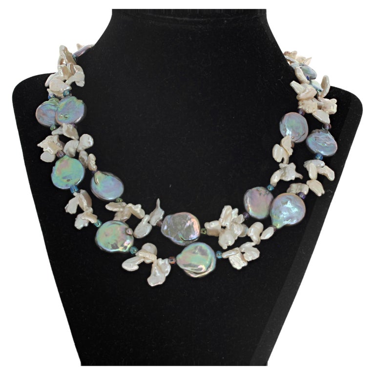AJD Double Strand Magnificent Highly Glittering Natural Pearls Necklace For Sale