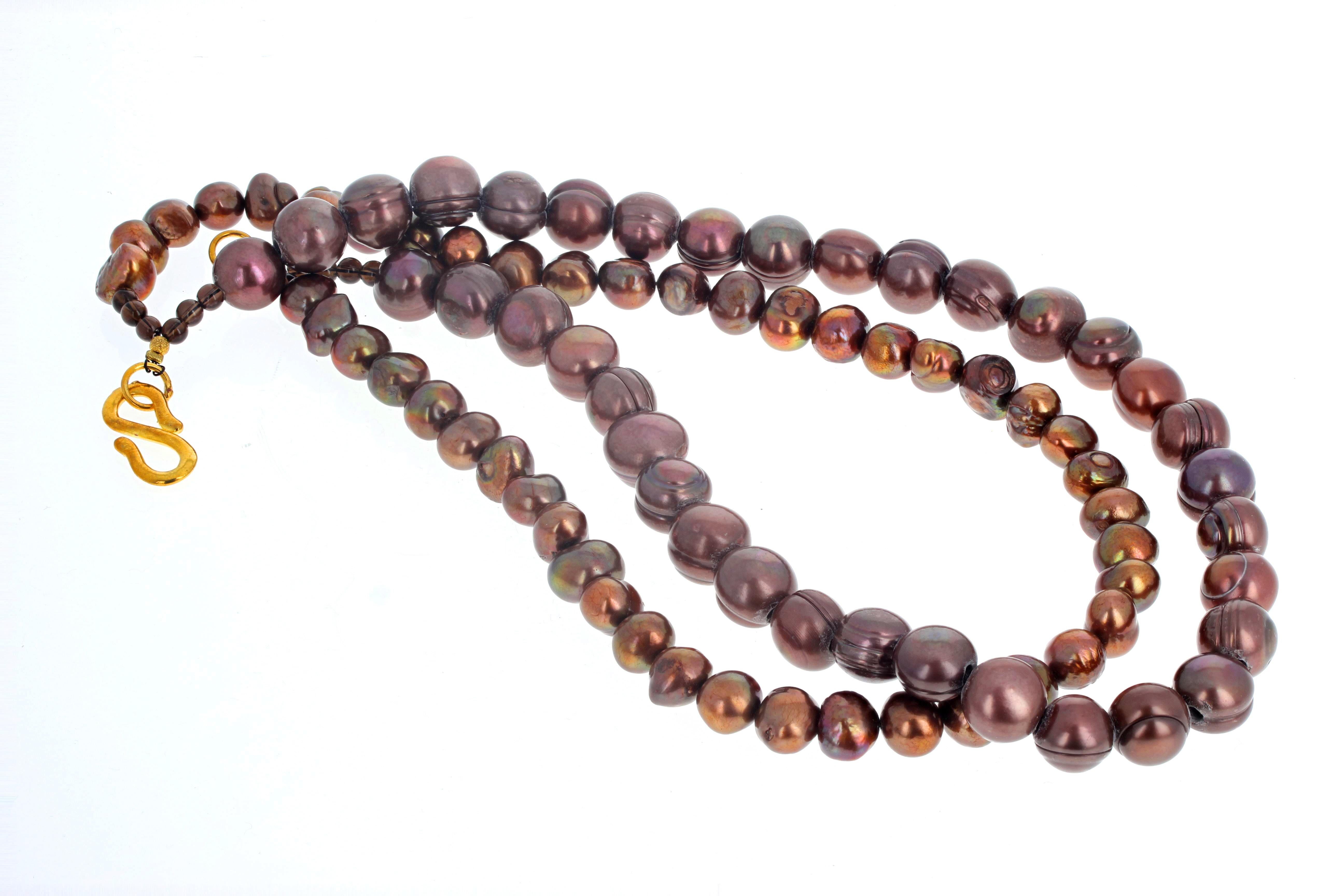 Mixed Cut AJD Double Strand of Magnificently Glowing Natural Cultured Pearls 19