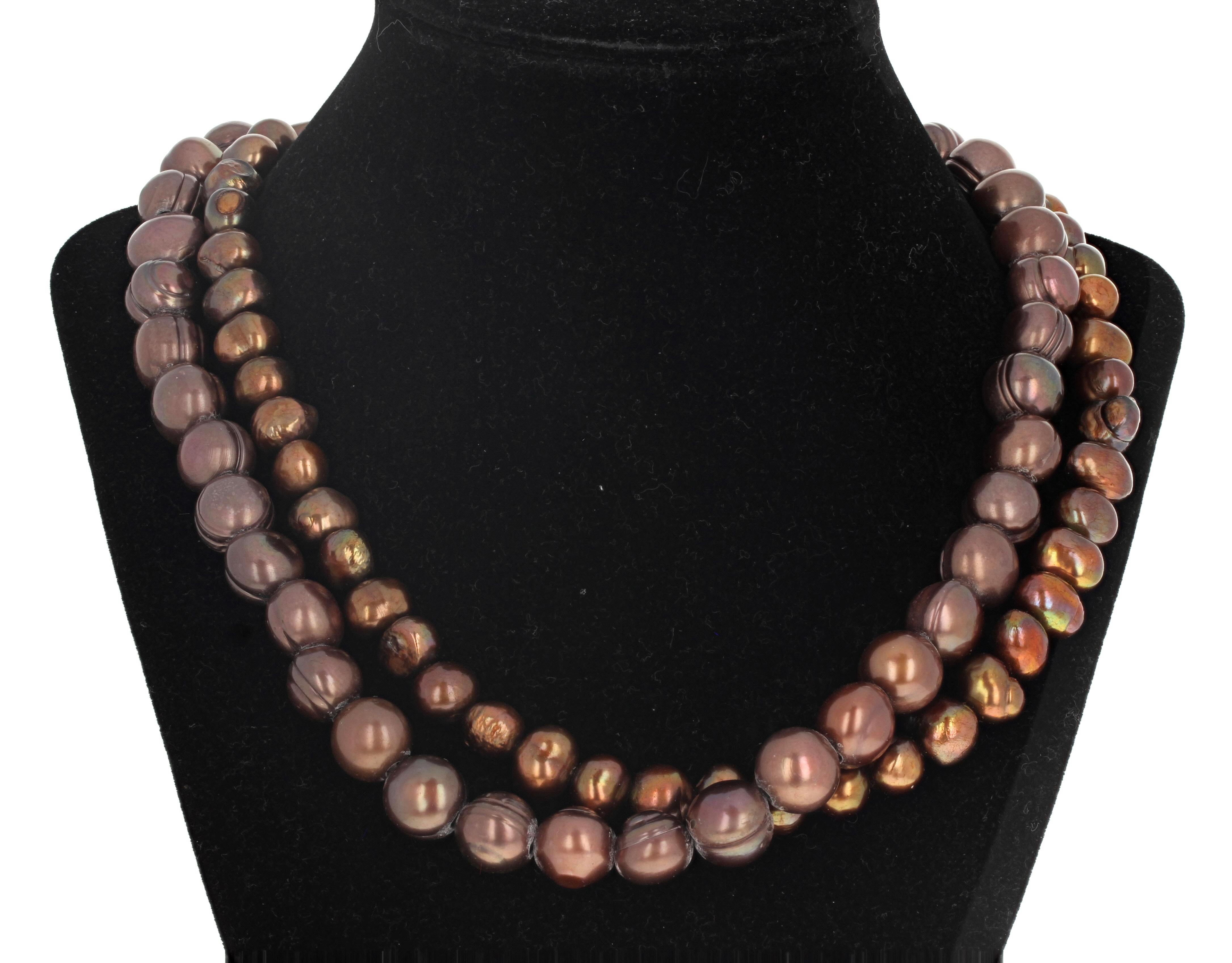 Women's or Men's AJD Double Strand of Magnificently Glowing Natural Cultured Pearls 19