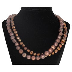 AJD Double Strand of Magnificently Glowing Natural Cultured Pearls 19" Necklace
