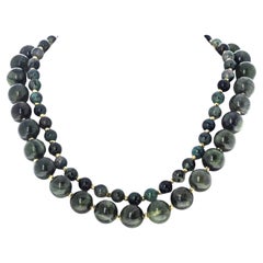 AJD Double Strand of Real Intensely Green Fire Agate 18" Necklace