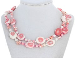 AJD Double Strand Pinky & Creamy & Whitey Natural Real Coral 17 1/2" Necklace