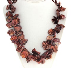 Collana AJD Dramatic Coppery Goldy REAL Baroque Pearl Shell da 21"