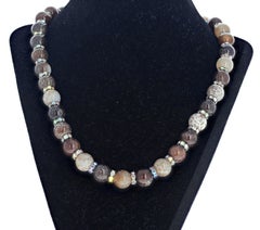 Dramatique Fascinant Étincelant Lovely Agate Naturelle Collier 20