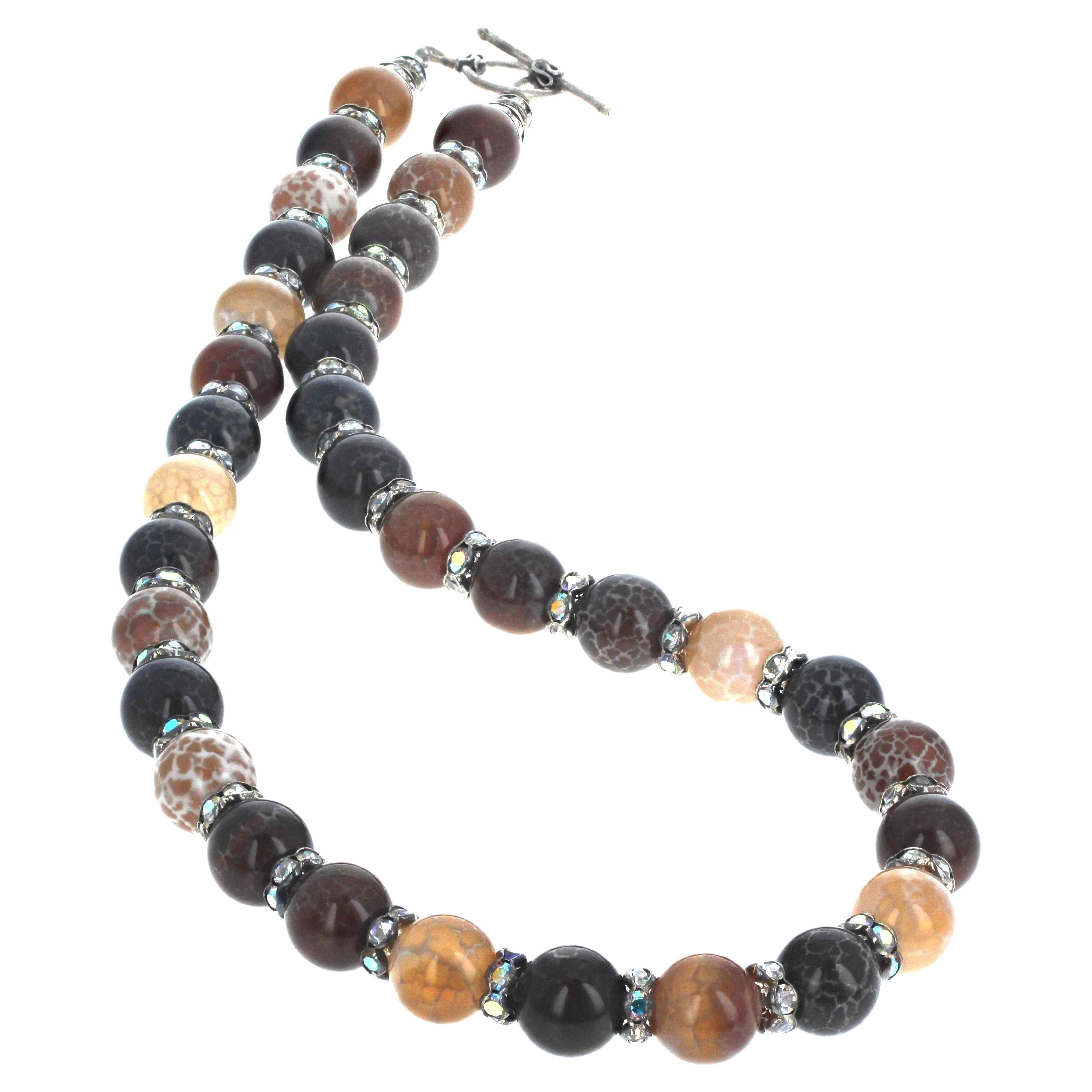 AJD Dramatique Fascinant Etincelant Lovely Agate Naturelle Collier 20