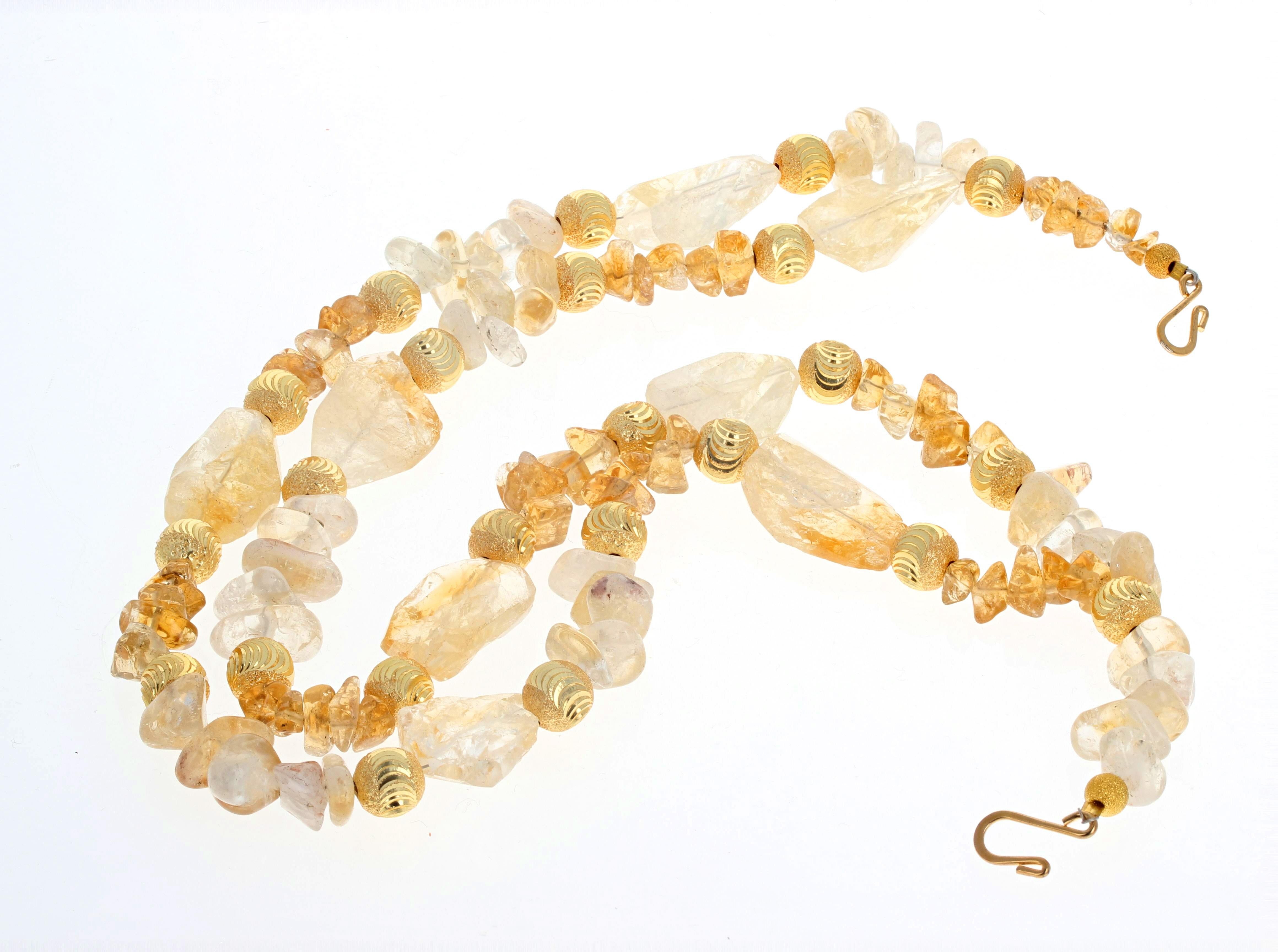 Taille mixte AJD Dramatic Natural Real Citrine Gemstone Collier de roches polies
