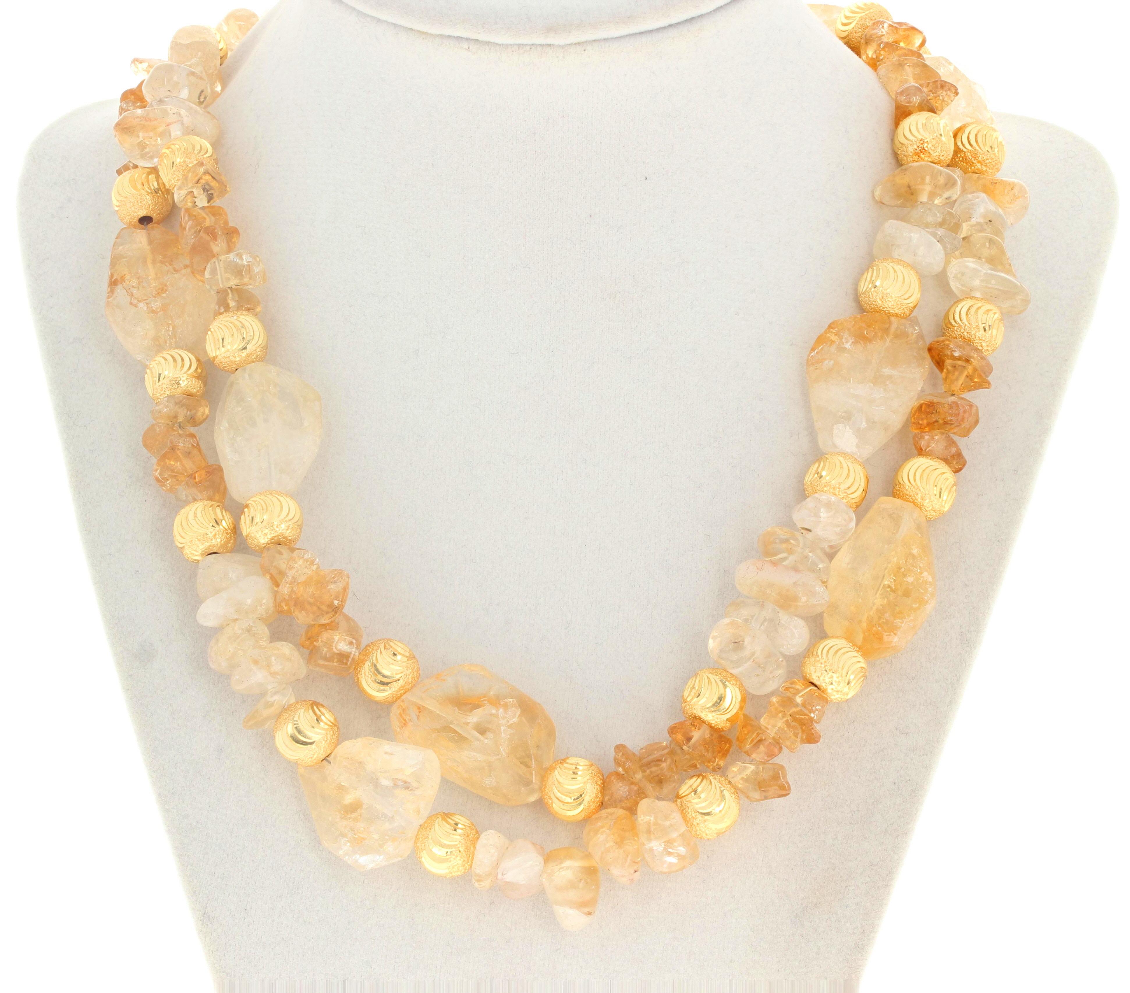 Mixed Cut AJD Dramatic Natural REAL Citrine Gemstone Polished Rocks Necklace