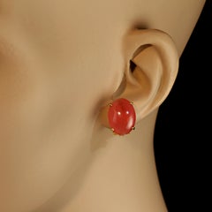 AJD Dreamy Goldy Oval Cabochon Rhodochrosite Earrings