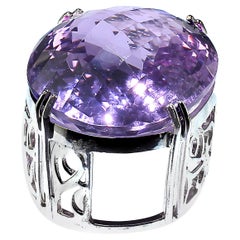 AJD East-West Set Amethyst in Sterling Silver Pendant  February Birthstone