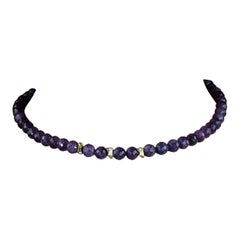 AJD Elegant 17 Inch Purple/Red Faceted Ruby necklace with toggle clasp