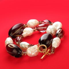 AJD Elegant 18 Inch Baroque Pearl and Smoky Quartz Necklace  Great Gift!!