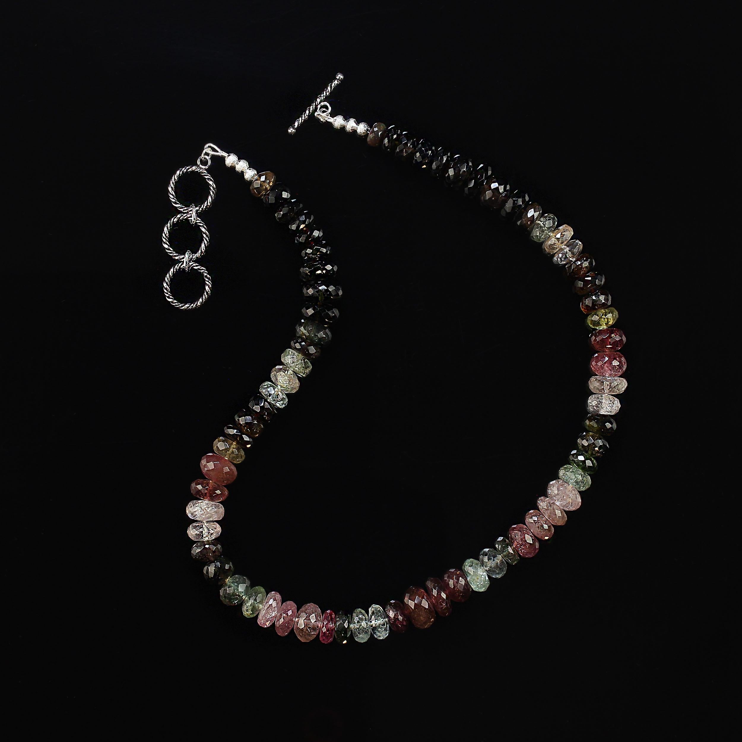 Perle AJD élégant collier de tourmaline multicolore de 18 pouces en vente