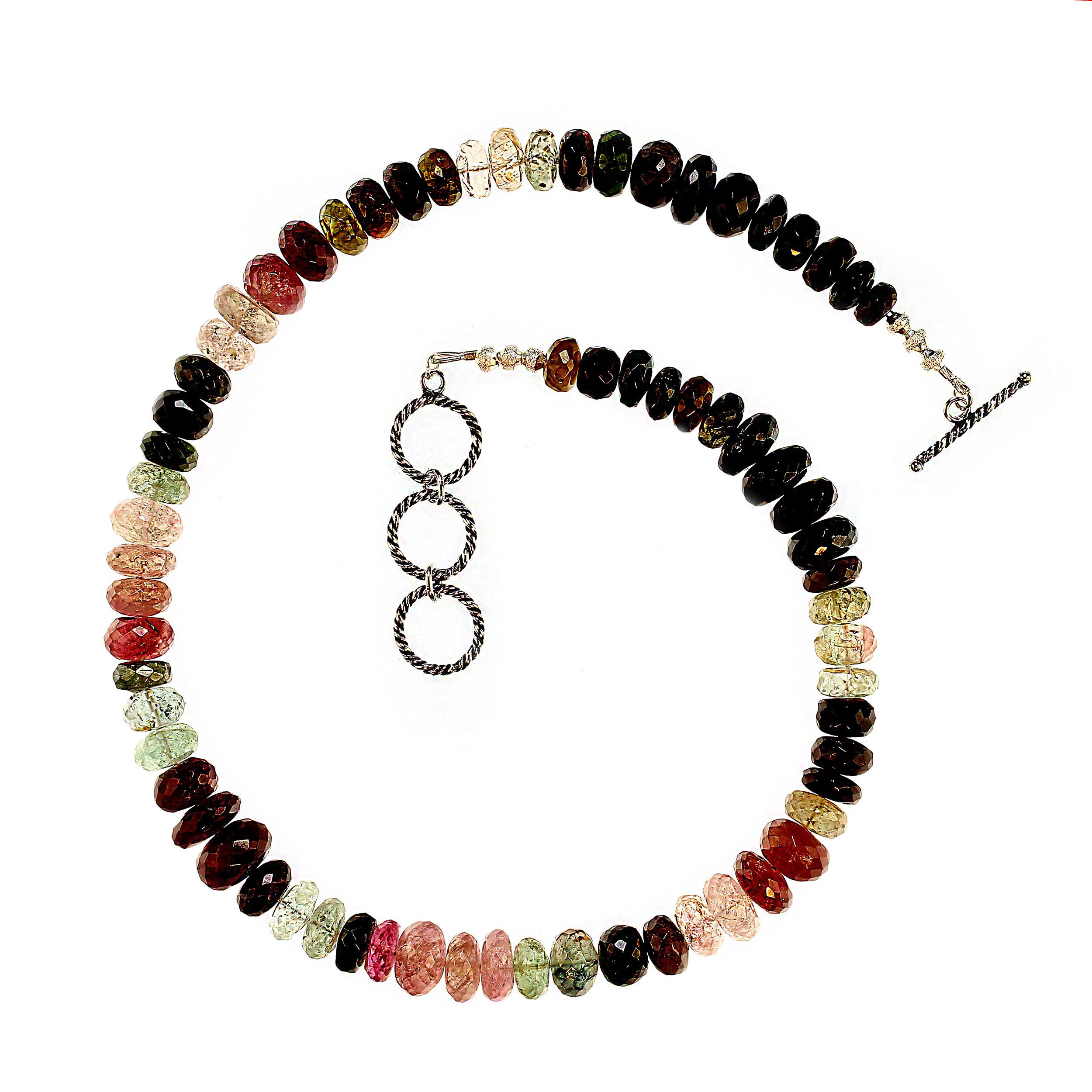 AJD élégant collier de tourmaline multicolore de 18 pouces en vente 2