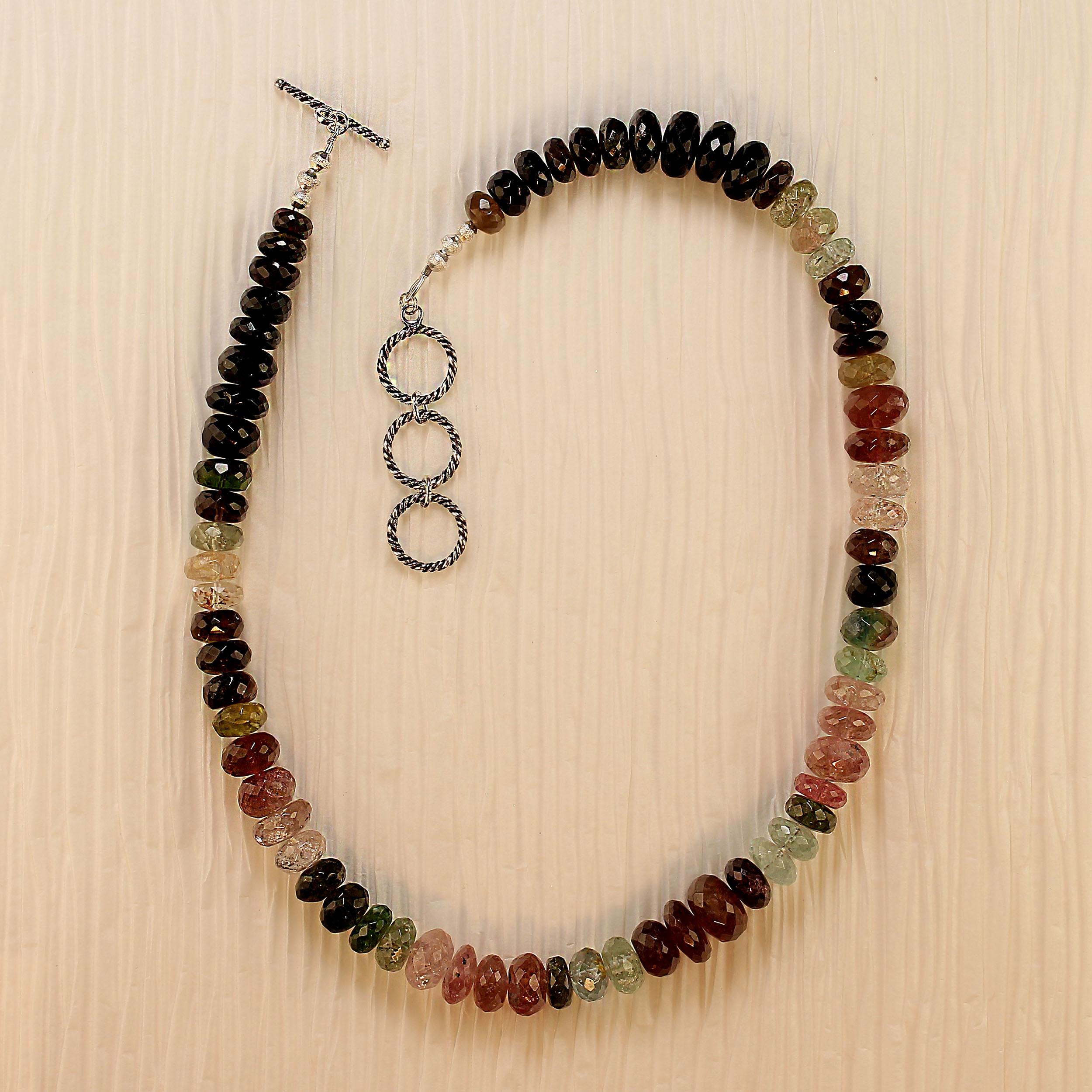 AJD élégant collier de tourmaline multicolore de 18 pouces en vente 3