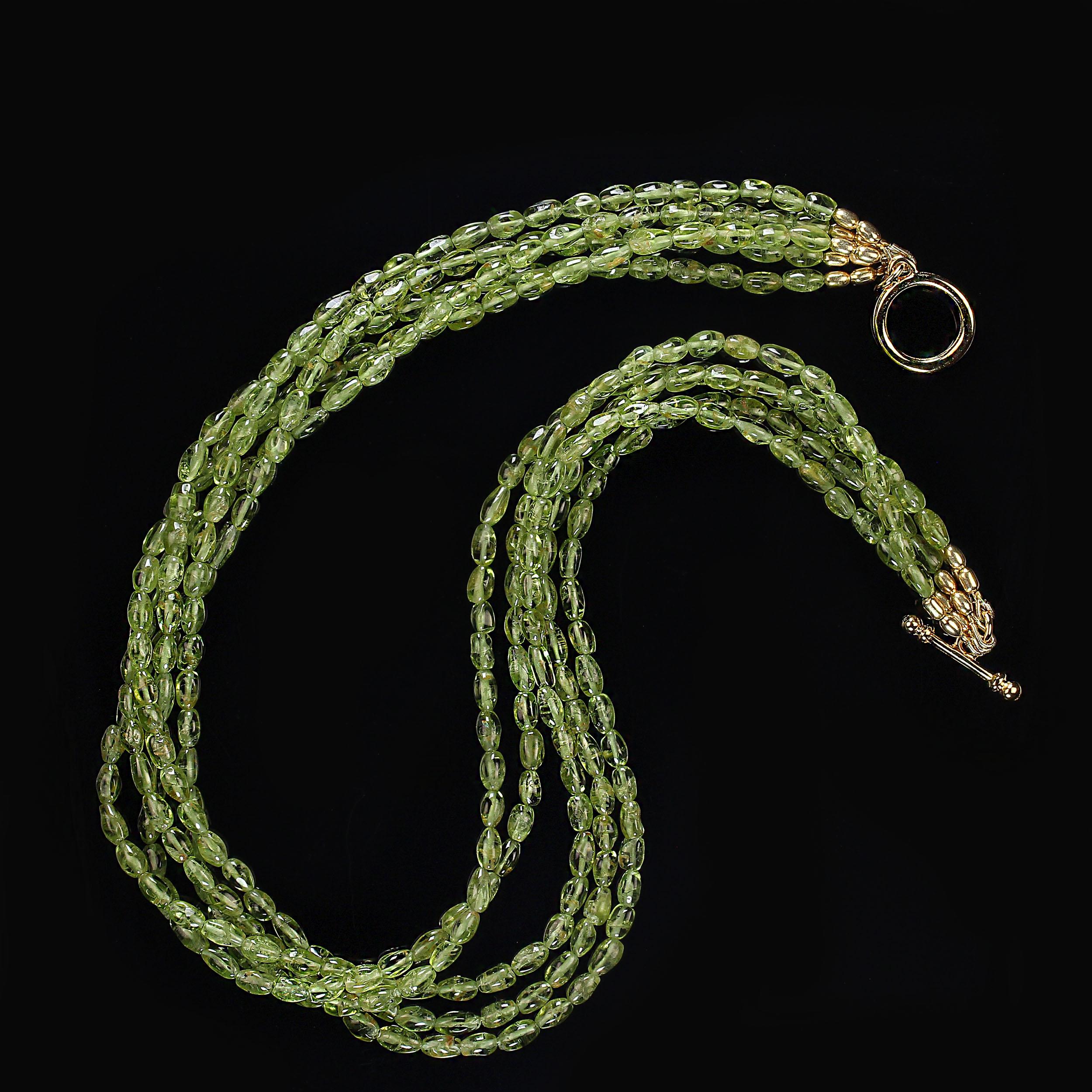 AJD Elegant 19 Inch 5 Strand Peridot Necklace In New Condition For Sale In Raleigh, NC