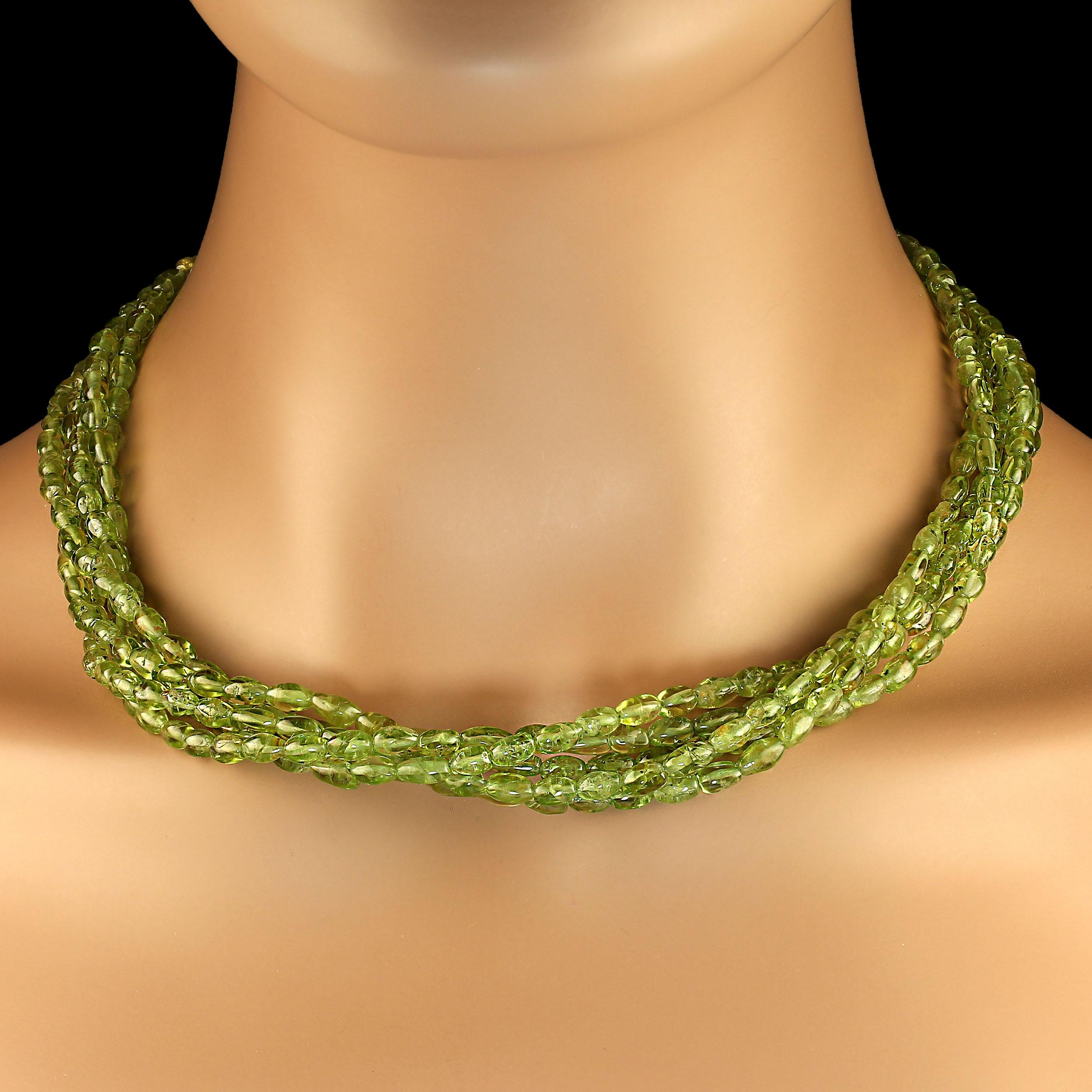 AJD Elegant 19 Inch 5 Strand Peridot Necklace For Sale 1