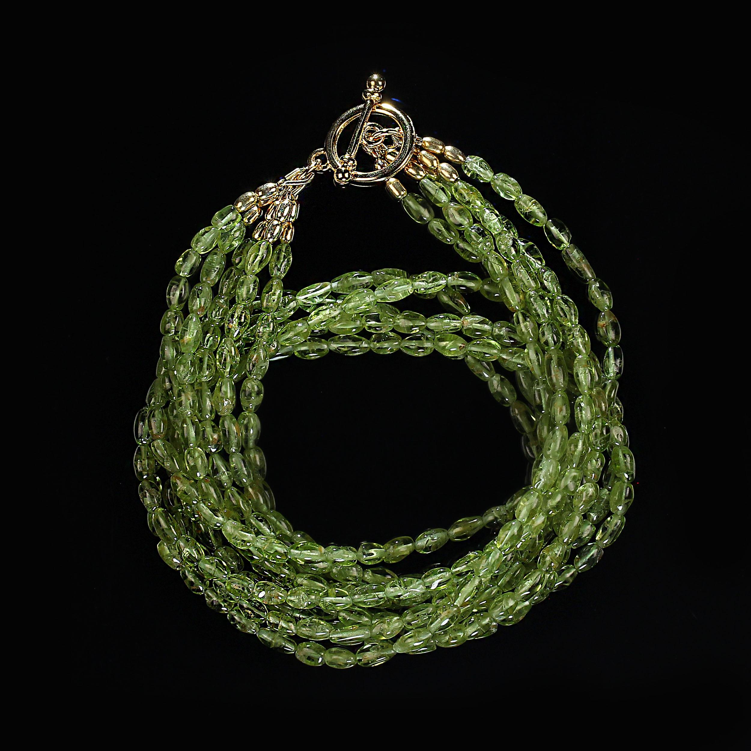 AJD Elegant 19 Inch 5 Strand Peridot Necklace For Sale 3