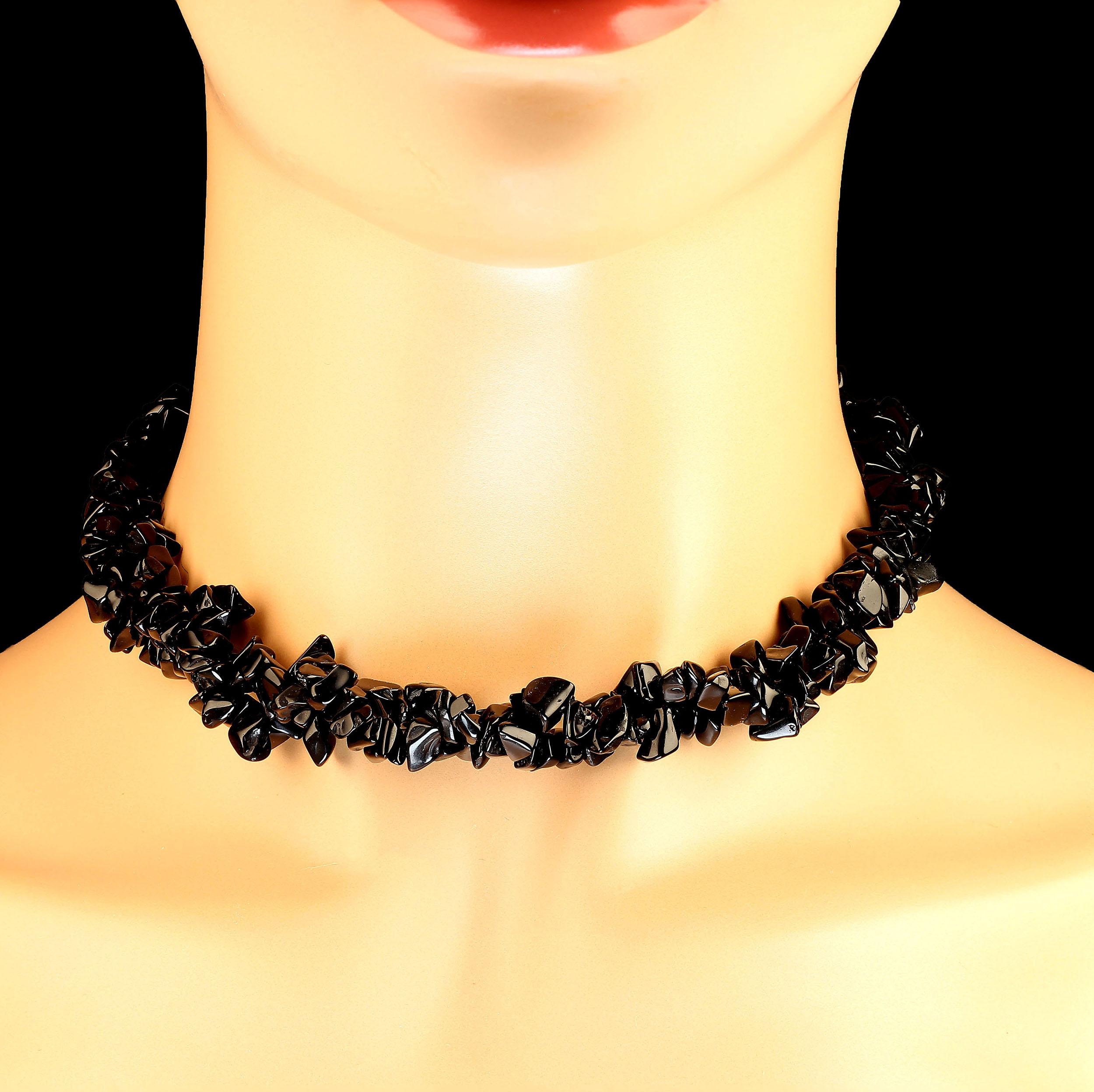 Artisan AJD Elegant Black Onyx Chip Necklace  Great Gift!!