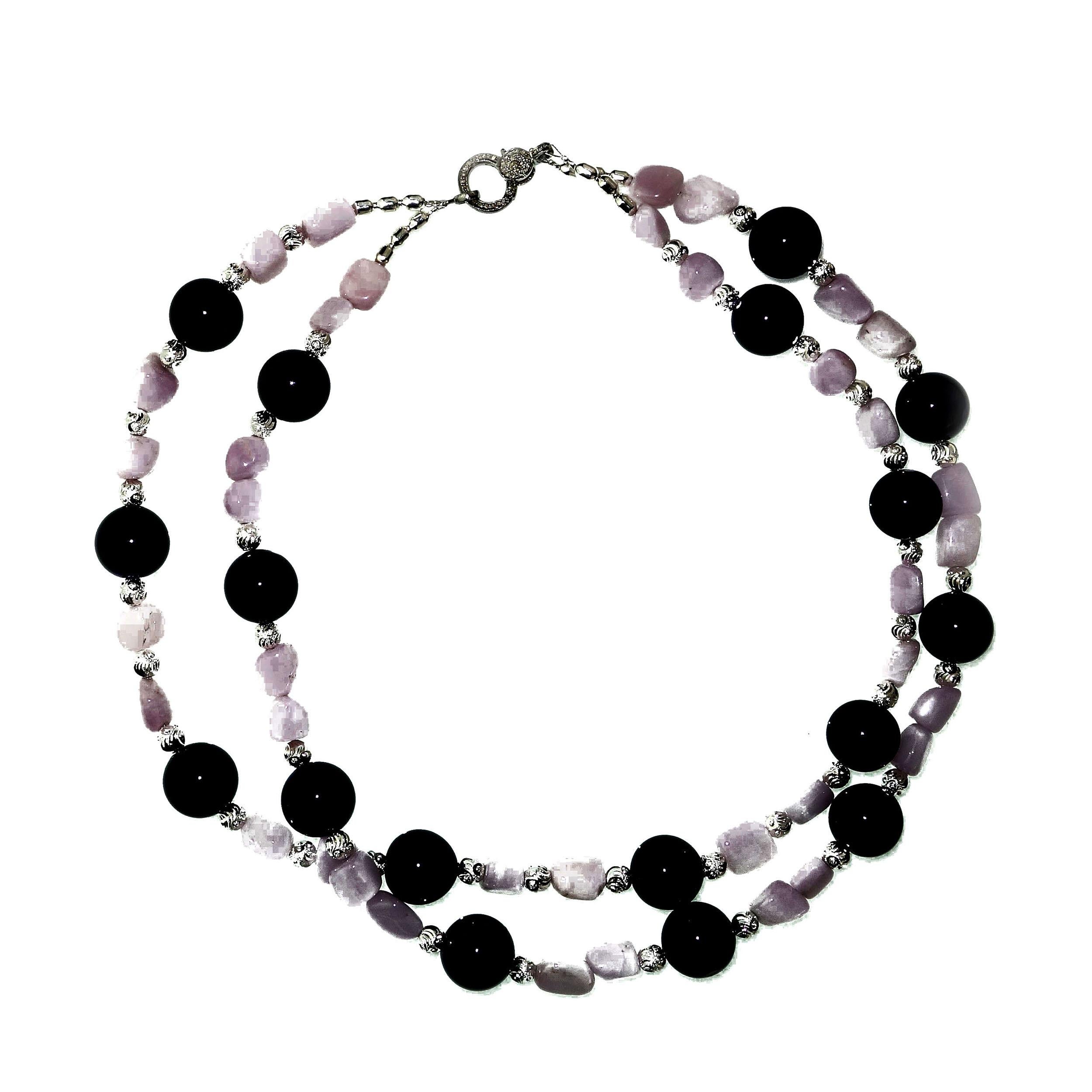 AJD, collier élégant à double rang d'améthyste et de kunzite de 20 pouces en vente 1