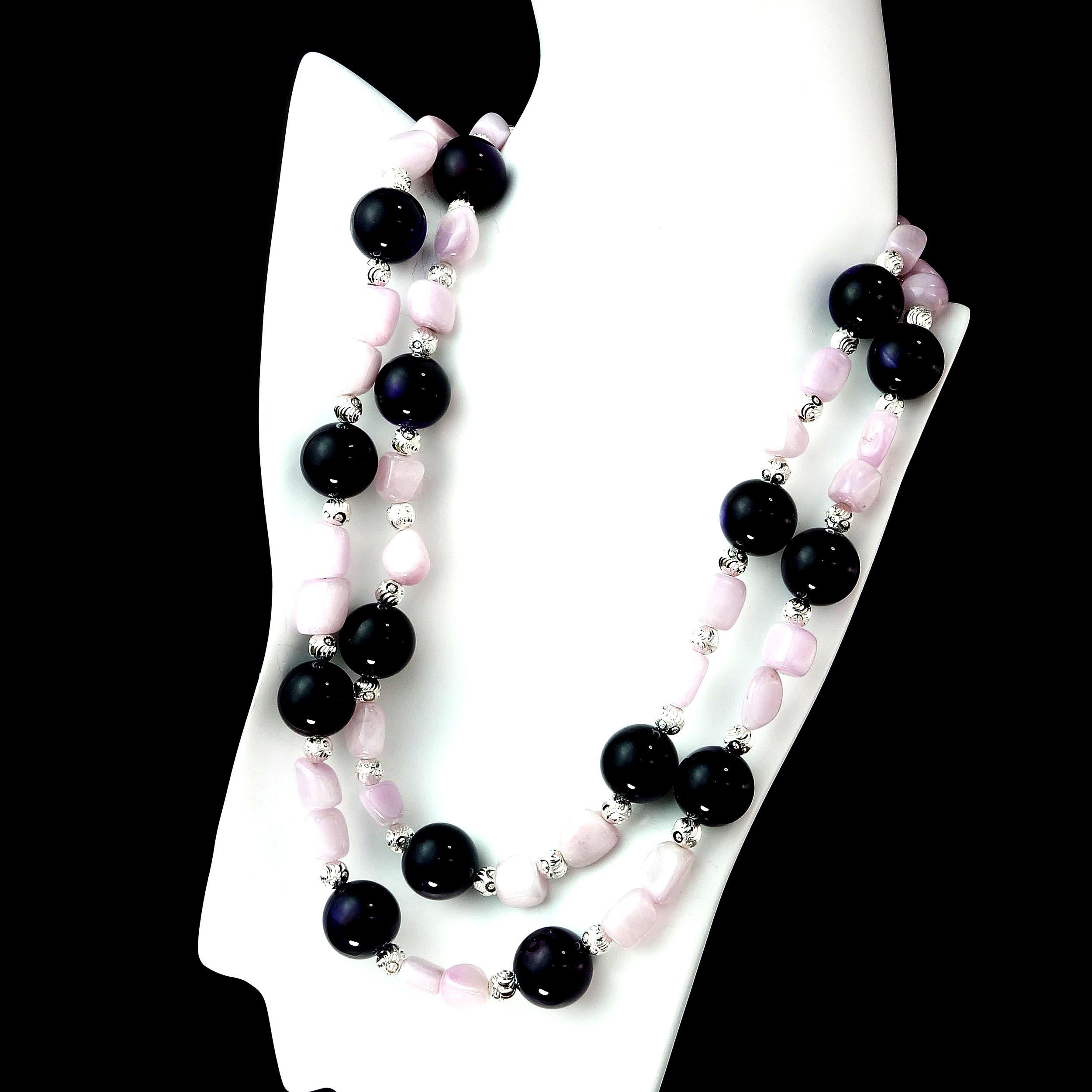 AJD, collier élégant à double rang d'améthyste et de kunzite de 20 pouces en vente 3